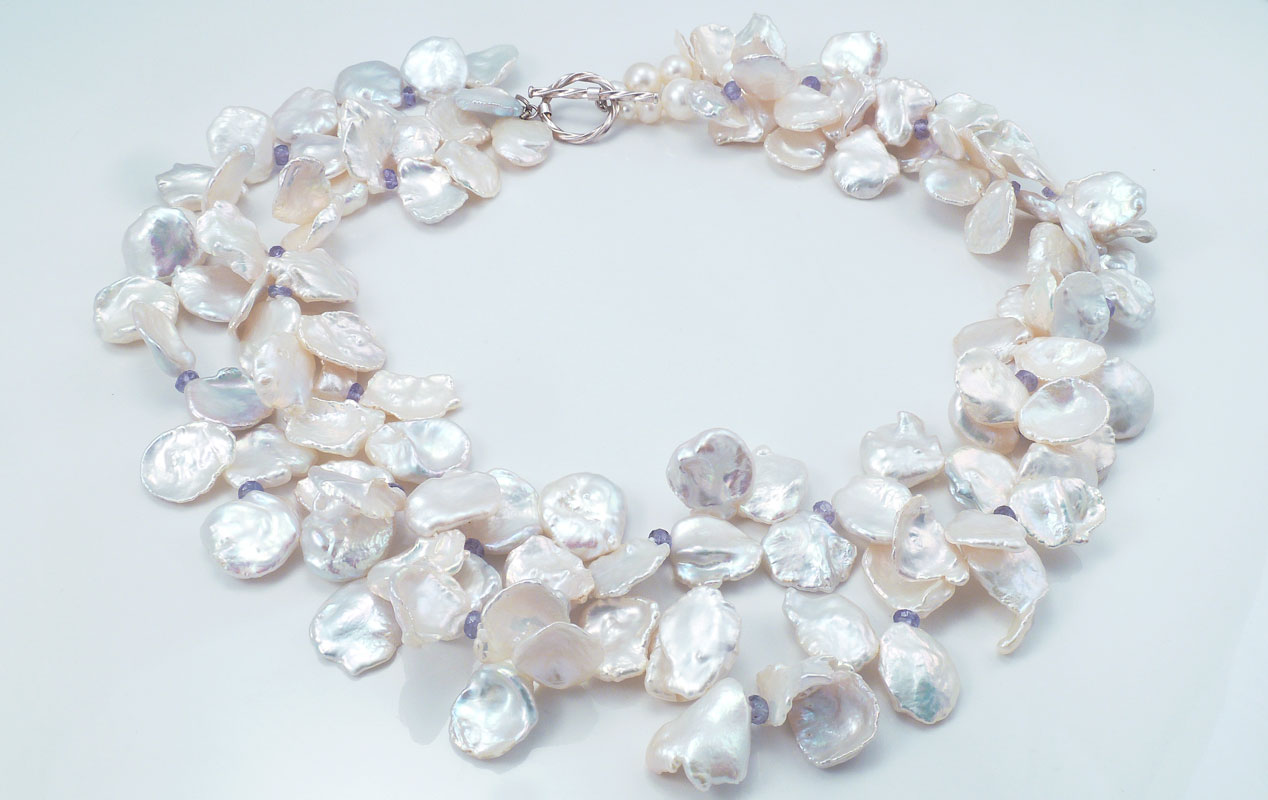 Designer pearl necklace created by Jewelry Olga
