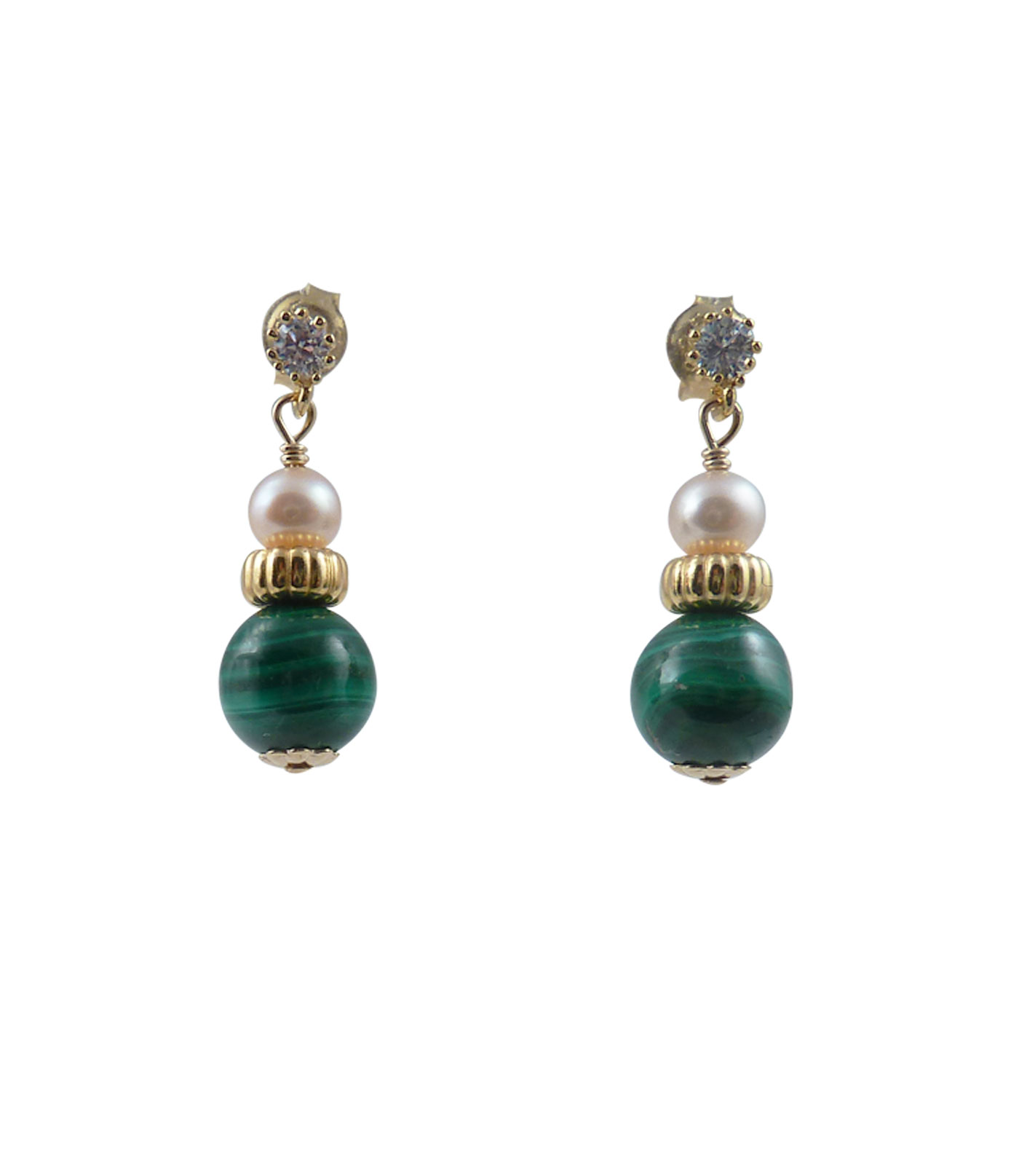Malachite earrings pearls featuring lovely green malachite and pink pearls