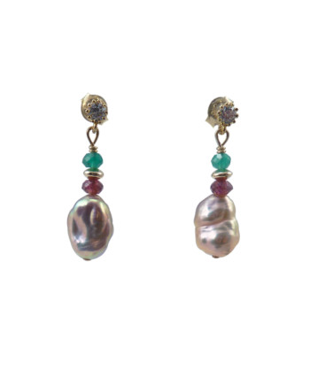 Bronze pink pearl earrings created by Jewelry Olga Montreal Canada
