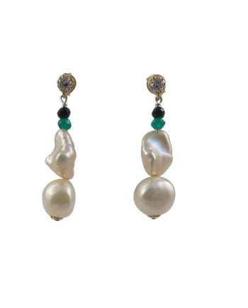 Keshi pink pearl earrings designed and created by Jewelry Olga Montreal Canada