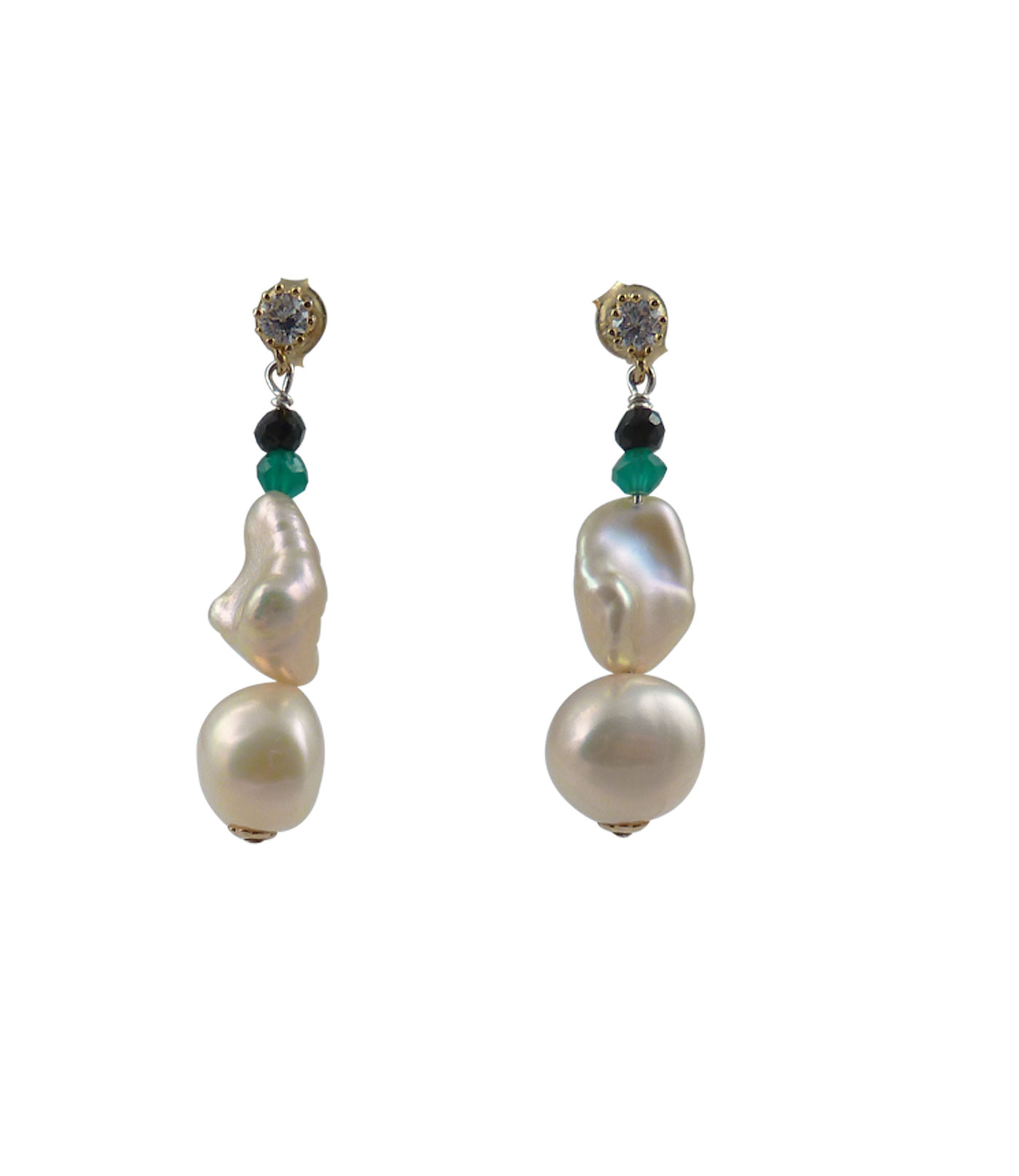 Keshi pink pearl earrings featuring amazing pearls and colored gems