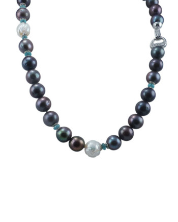 Designer pearl necklace black pearls Modern pearl jewelry by Jewelry Olga Montreal Canada