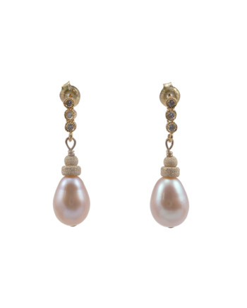 Pearl earrings pink drop-shaped by Jewelry Olga Montreal Canada