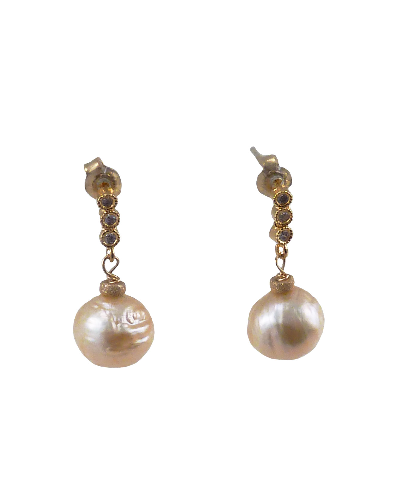 Pearl earrings apricot Chinese-Kasumi pearls. Modern pearl jewelry