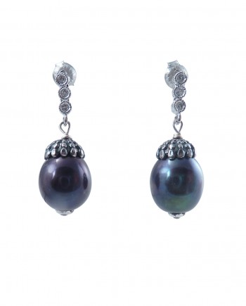 Elegant pearl earrings black by Jewelry Olga Montreal Canada
