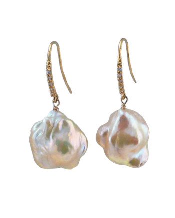 Pearl earrings rose bud freshwater pearls. Modern pearl jewelry by Jewelry Olga Montreal Canada