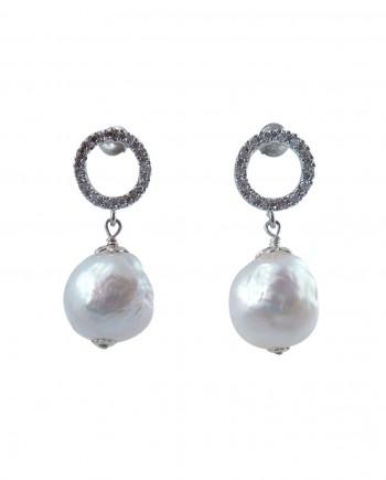 Pearl earrings white Chinese-Kasumi pearls by Jewelry Olga Montreal Canada