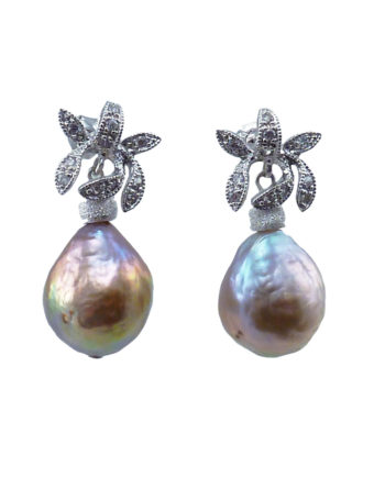 Designer pearl earrings rainbow by Jewelry Olga Montreal Canada