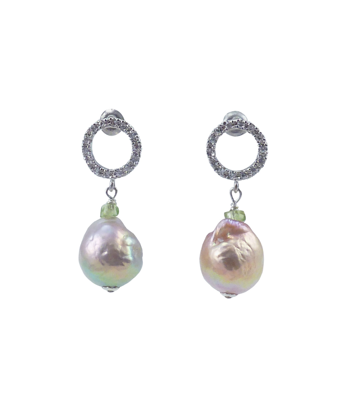 Designer pearl earrings bronze-greenish Chinese Kasumi pearls