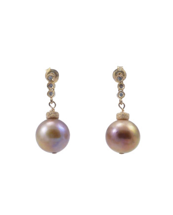 Pearl earrings rainbow bronze color. Designer pearls jewelry created by Jewelry Olga