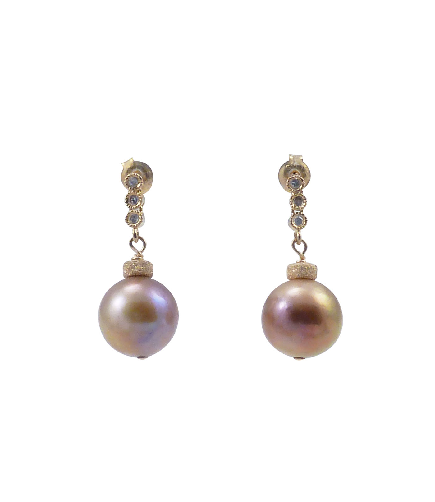 Pearl earrings rainbow bronze pearls. Modern pearl jewelry