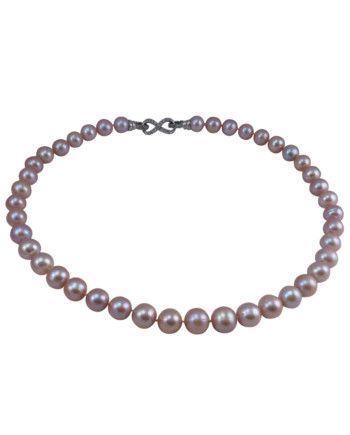 Lavender pink designer pearl necklace. Modern pearl jewelry by Jewelry Olga Montreal Canada