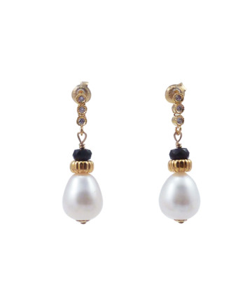 Pearl earrings black spinel by Jewelry Olga Montreal Canada