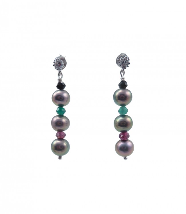 Designer pearl earrings black freshwater pearls. Modern pearl jewelry