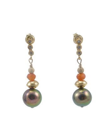 Designer pearl earrings carnelian by Jewelry Olga Montreal Canada