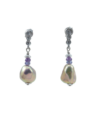 Pearl earrings bronze keshi pearls. Modern pearl jewelry created by Jewelry Olga Montreal Canada
