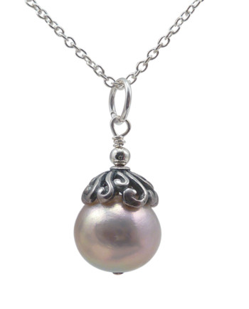 Delicate designer pearl pendant by Jewelry Olga Montreal Canada