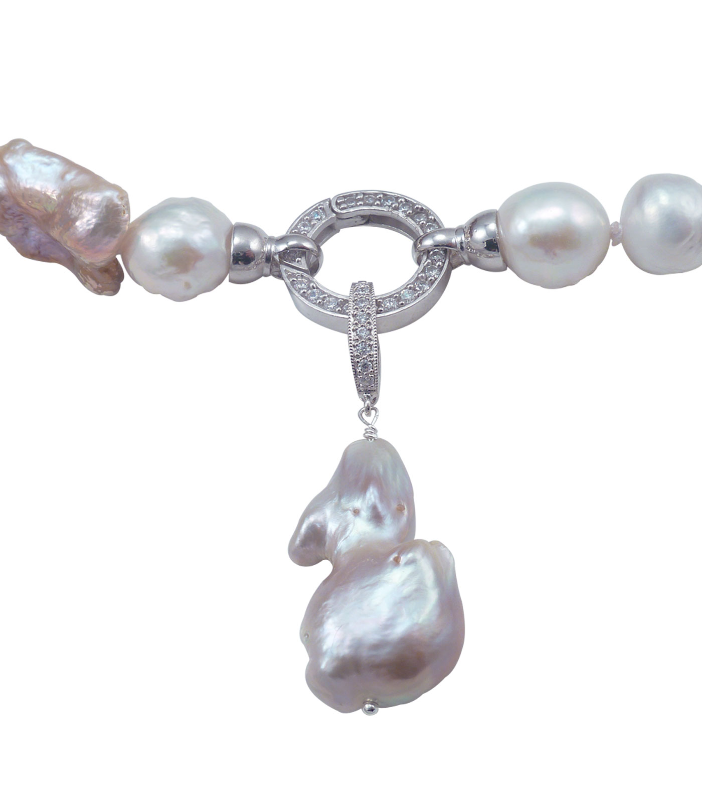 Pearl necklace white bronze pearls. Stunning modern pearl jewelry