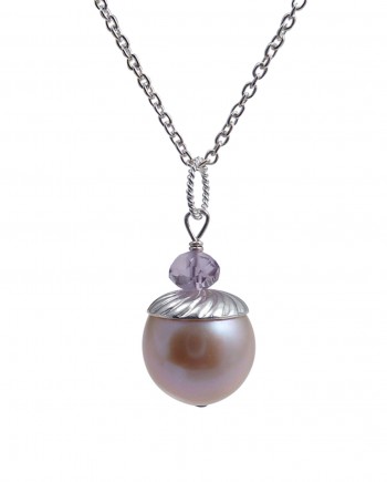 Pearl pendant lavender pink pearl pendant by Jewelry Olga Montreal Canada