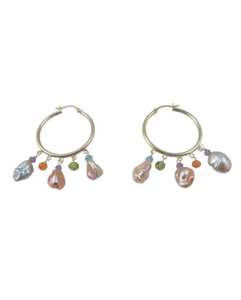 Designer fringe hoop earrings, apatite, tanzanite accents by Jewelry Olga Montreal Canada