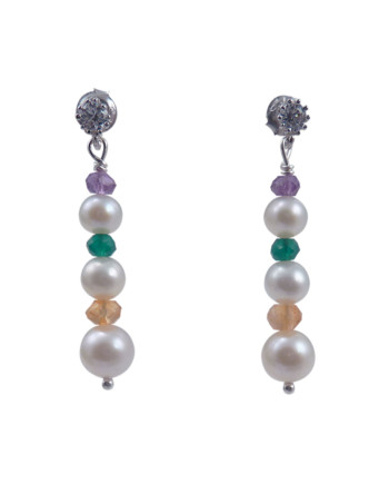 Designer pearl earrings, white "matchstick" collection by Jewelry Olga Montreal Canada