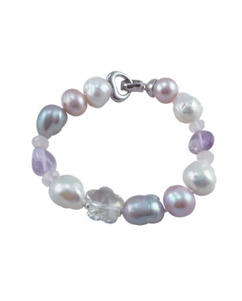 Designer pearls bracelet amethyst created by Jewelry Olga Montreal