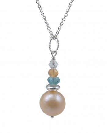 Light peach designer pearl pendant by Jewelry Olga Montreal Canada