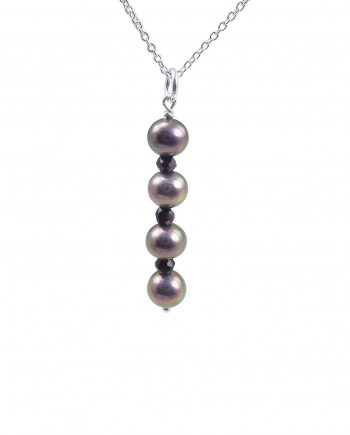 Pearl pendant black spinel by Jewelry Olga Montreal Canada
