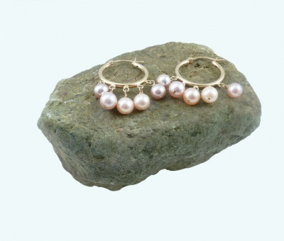 Hoop earrings trend. - Designer pearl earrings created by Jewelry Olga Montreal Canada