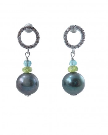Pearl earrings apatite black pearls by Jewelry Olga Montreal Canada