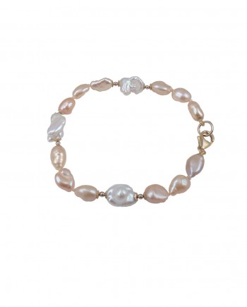 Pearl bracelet multicolored keshi pearls by Jewelry Olga Montreal Canada