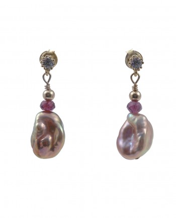 Pearl earrings bronze keshi pearls. Modern pearl jewelry by Jewelry Olga Montreal Canada