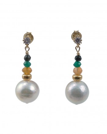 Pearl earrings glowing Chinese Kasumi pearls. Modern pearl jewelry by Jewelry Olga Montreal Canada