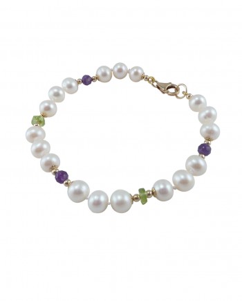 Designer pearls bracelet peridot amethyst by Jewelry Olga Montreal Canada