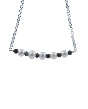 Pearl necklace black spinel as accent by Jewelry Olga Montreal Canada