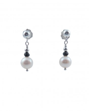 Pearl earrings small white pearls. Modern pearl jewelry by Jewelry Olga Montreal Canada