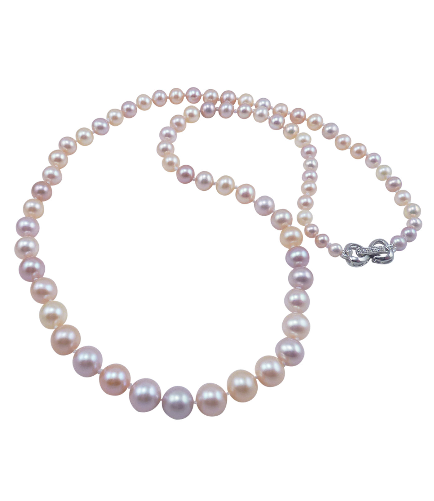 Delicate graduated pink pearl necklace. Contemporary elegance