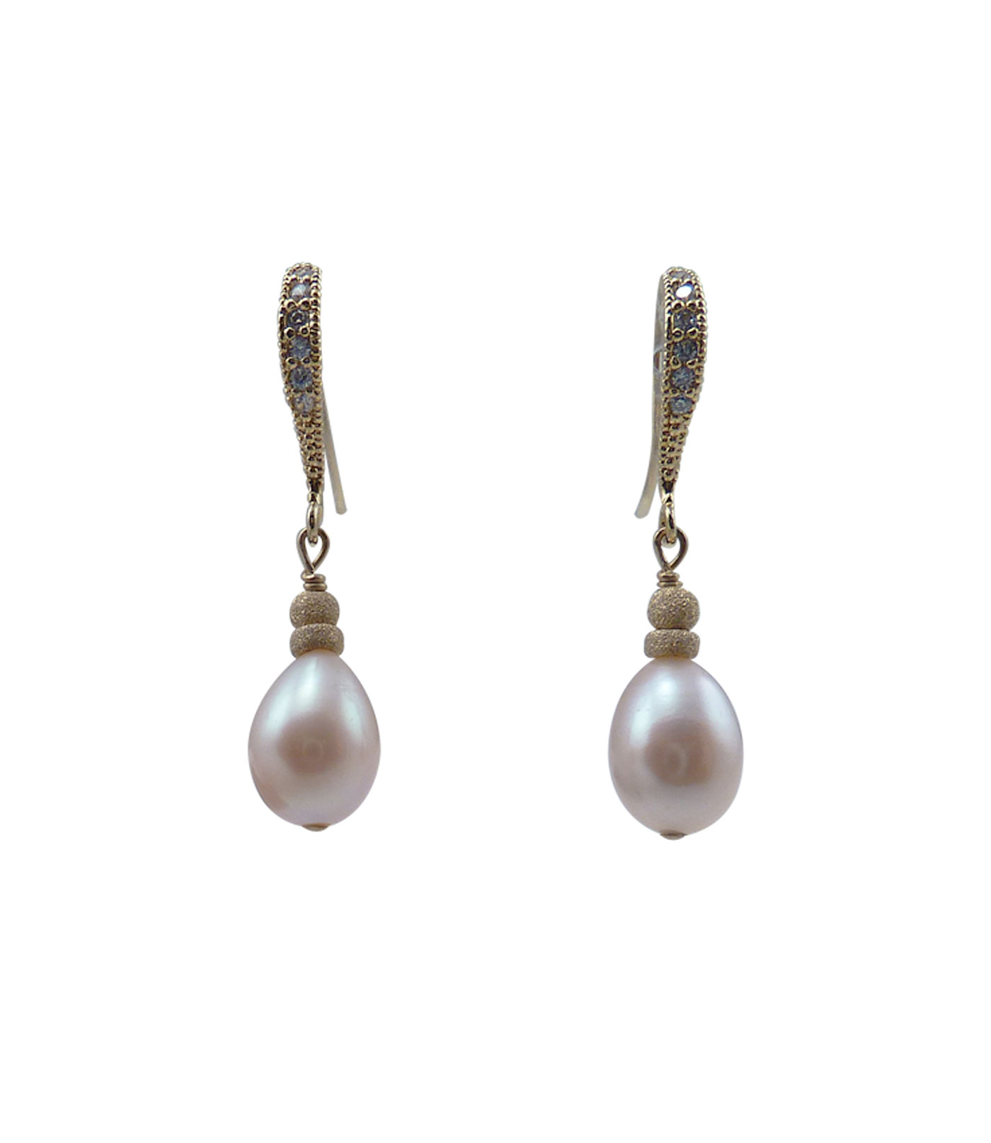 Designer pearl earrings drop shaped pearls. Modern pearl jewelry