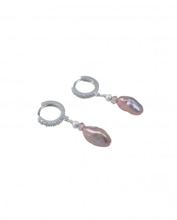 Designer pearl earrings, purple keshi by Jewelry Olga Montreal Canada