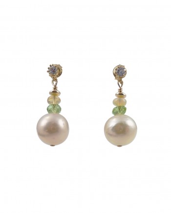 Designer pearl earrings apricot by Jewelry Olga Montreal Canada