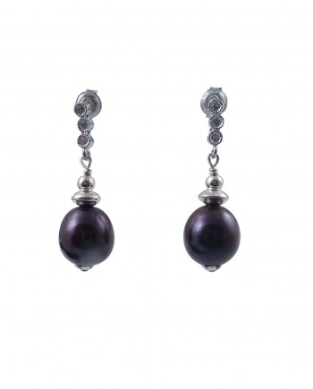 Designer pearl earrings black pearls by Jewelry Olga Montreal Canada