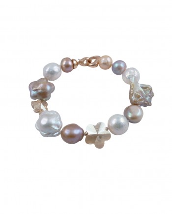 Pearl bracelet bronze rose bud pearl designed and created by Jewelry Olga Montreal Canada