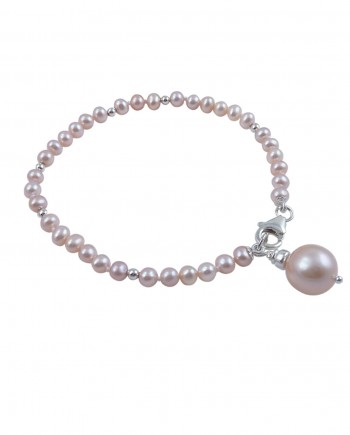 Designer pearl bracelet pink pearls and pearl charm. Modern pearl jewelry by by Jewelry Olga Montreal Canada