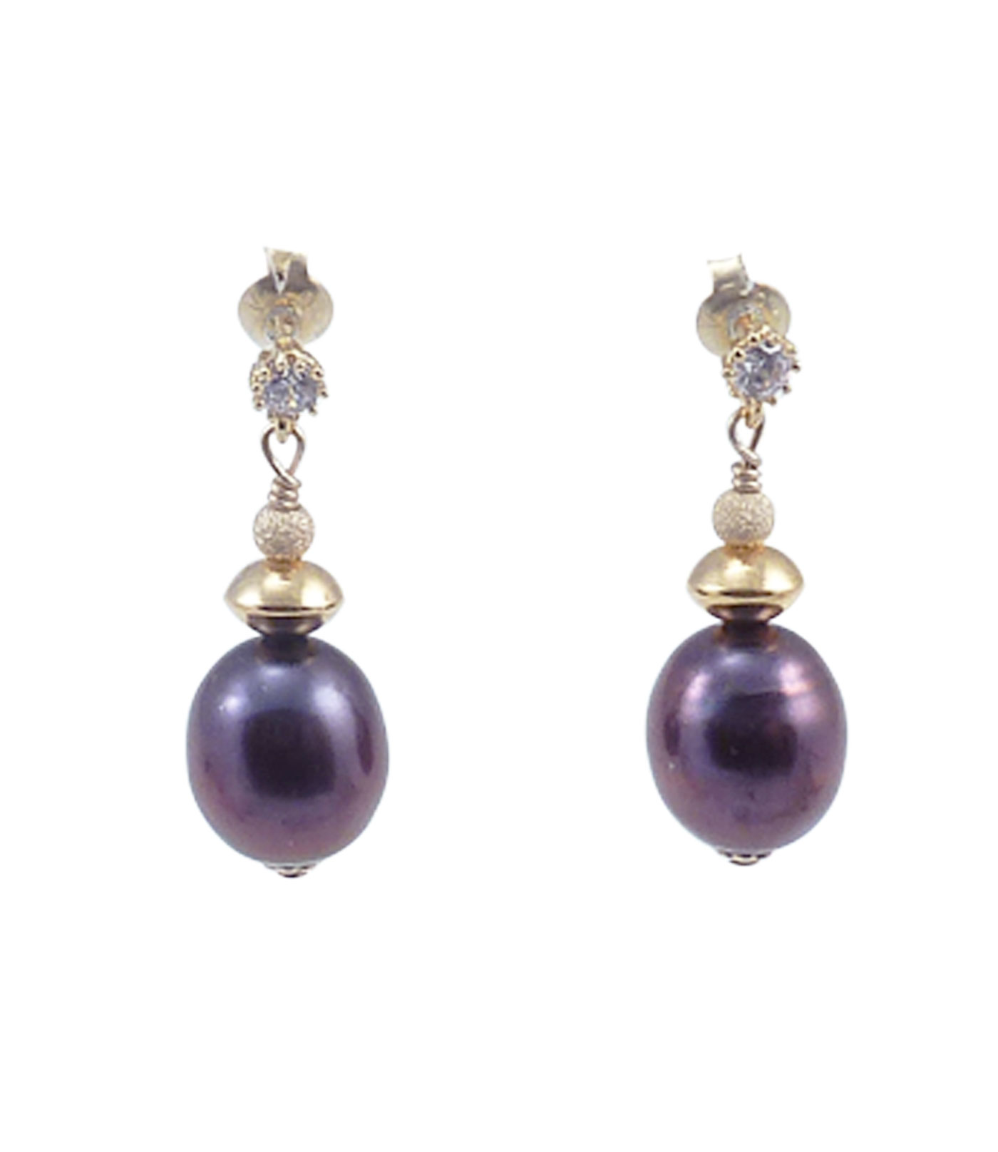 Pearl earrings oval black pearls. Modern pearl jewelry