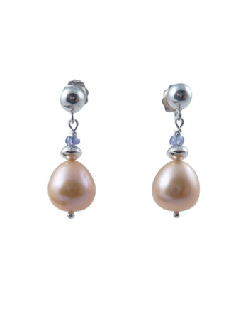 Designer pearl earrings tear-drop by Jewelry Olga Montreal Canada