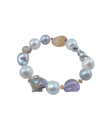 Pearl bracelet big keshi pearl. Modern pearl jewelry by Jewelry Olga Montreal Canada