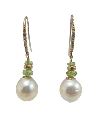Designer pearl earrings golden pearls by Jewelry Olga Montreal Canada