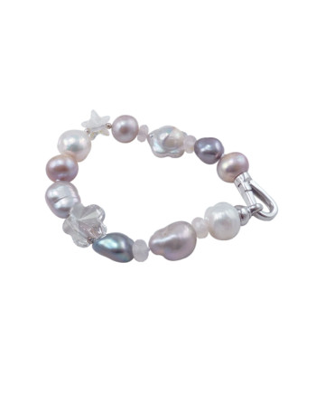 Pearl bracelet grey and white pearls. Modern pearl jewelry designed and created by Jewelry Olga Montreal Canada