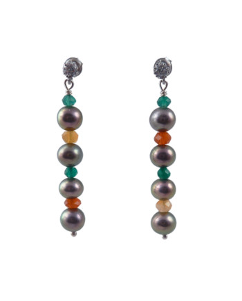 Matchstick designer pearl earrings. This designer pearl jewelry is designed and created by Jewelry Olga, Montreal, Canada