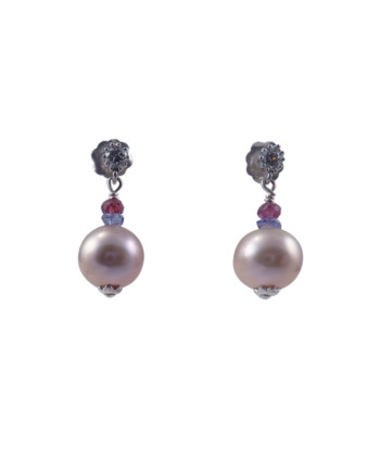 Designer pearl earrings pink pearls for everyday wear by Jewelry Olga Montreal Canada
